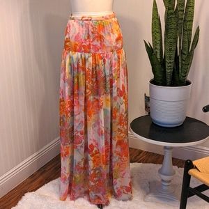 Boston Proper Floral Chiffon Skirt